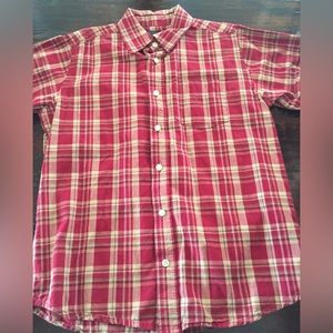 NWOT Urban Pipeline Boys Red & Tan Plaid Button Down Shirt Size 10/12